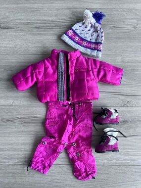 18” Doll Clothes For American Girl Doll - Pink Winter Snow Coat Pants And Hat